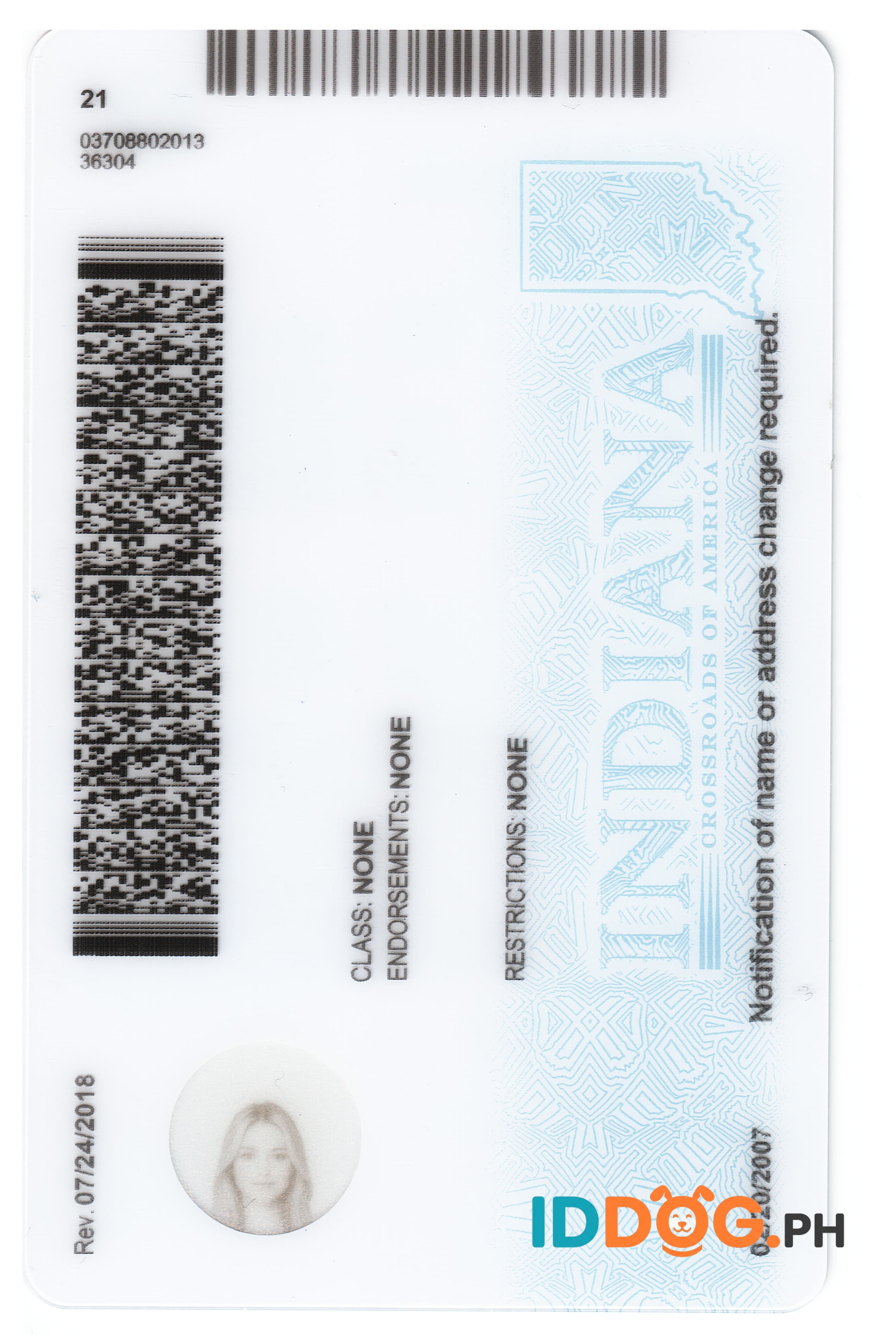 Indiana(U21) Fake ID