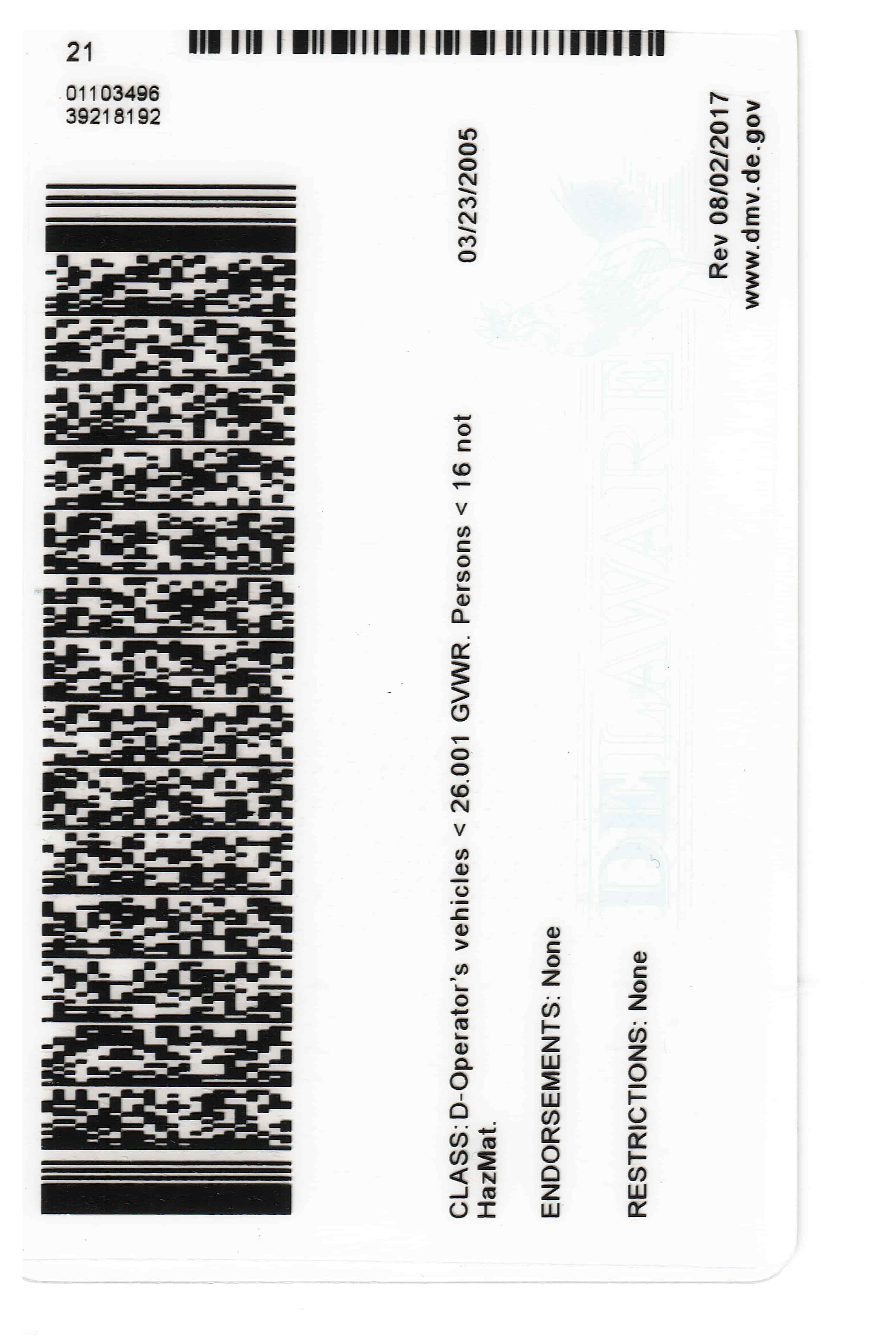 Delaware(U21) Fake id